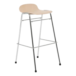 Tabouret de bar 75 cm en bois naturel et cadre argenté Touchwood - Hem