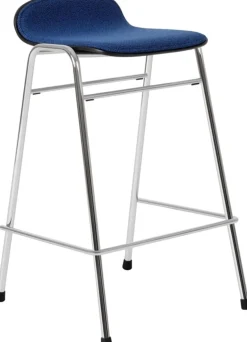 Tabouret de bar 65 cm en tissu bleu et cadre argenté Touchwood - Hem