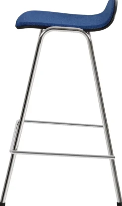 Tabouret de bar 65 cm en tissu bleu et cadre argenté Touchwood - Hem