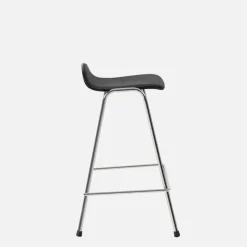 Tabouret de bar 65 cm en tissu noir et cadre argenté Touchwood - Hem