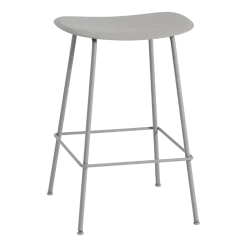 Tabouret de bar 65 cm gris piétement tubes Fiber - Muuto