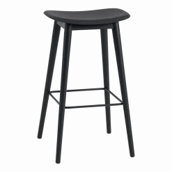 Tabouret de bar 75 cm noir piétement en chêne Fiber - Muuto