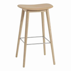 Tabouret de bar 75cm ocre piétement en chêne naturel Fiber - Muuto