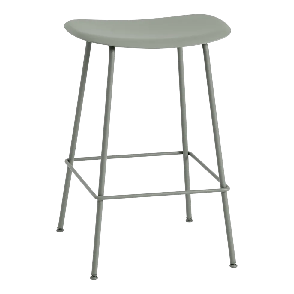 Tabouret de bar 65cm vert piétement tubes Fiber - Muuto