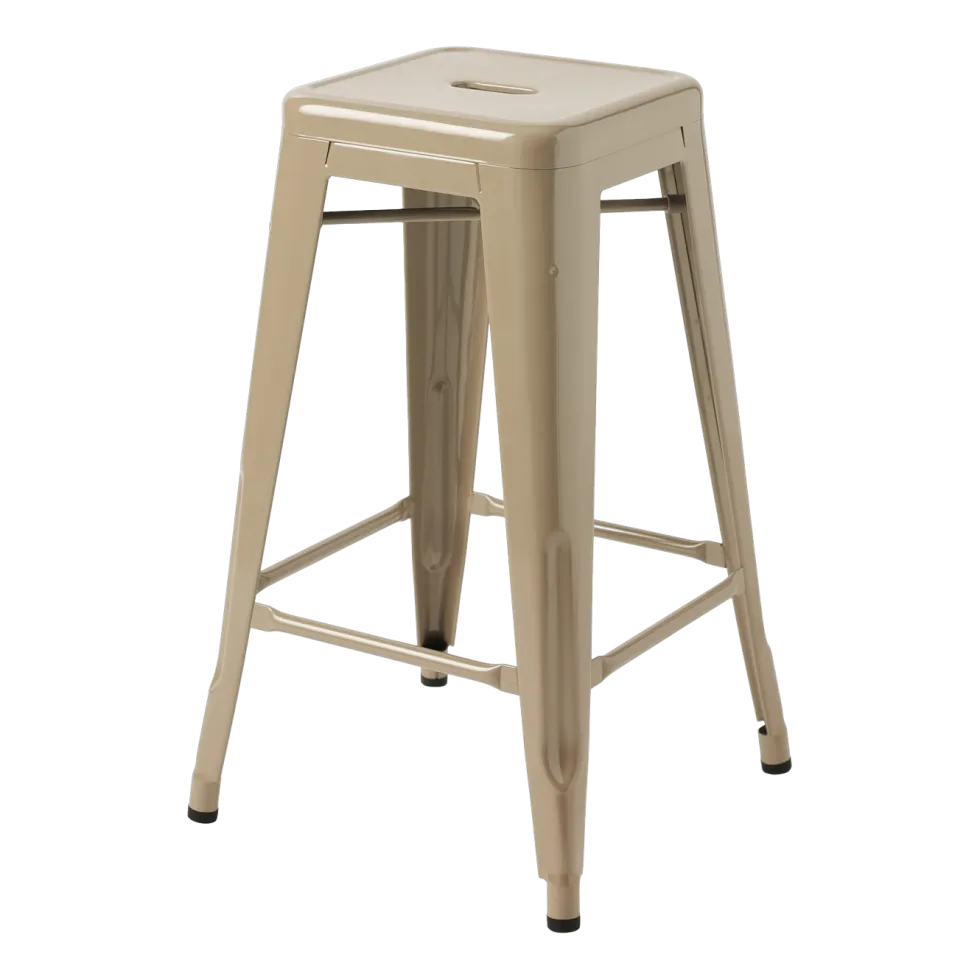 Tabouret de bar de jardin en acier gris beige 65cm H65 - Tolix
