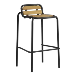 Tabouret de bar en acier et bois noir 75cm Vig Robinia - Normann Copenhagen