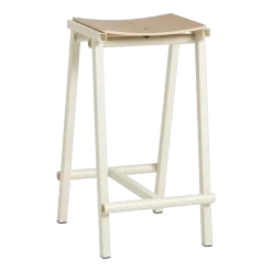 Tabouret de bar en bois de chêne et acier ivoire 65cm Tabourete 8 - Hay