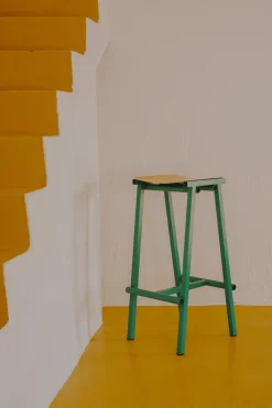 Tabouret de bar en bois de chêne et acier vert jade 65cm Tabourete 8 - Hay