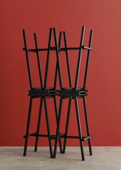 Tabouret de bar en bois de chêne noir et acier noir 65cm Tabourete 8 - Hay