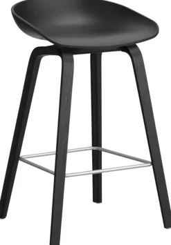 Tabouret de bar en bois de chêne teinté noir 65 cm AAS 32 2.0 - HAY