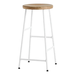 Tabouret de bar en bois et acier blanc 65 cm Cornet - HAY