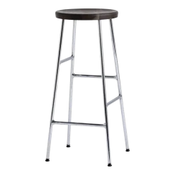 Tabouret de bar en bois foncé et acier chromé 75 cm Cornet - HAY