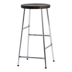 Tabouret de bar en bois foncé et acier chromé 65 cm - HAY