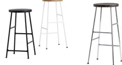 Tabouret de bar en bois foncé et acier chromé 65 cm - HAY