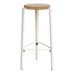 Tabouret de bar en chêne blanc crème 76cm MI LOU- TIPTOE