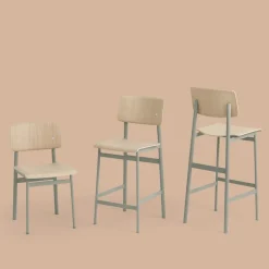 Tabouret de bar en chêne et gris vert 75 cm Loft - Muuto