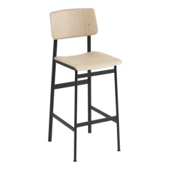 Tabouret de bar en chêne et noir 75 cm Loft - Muuto