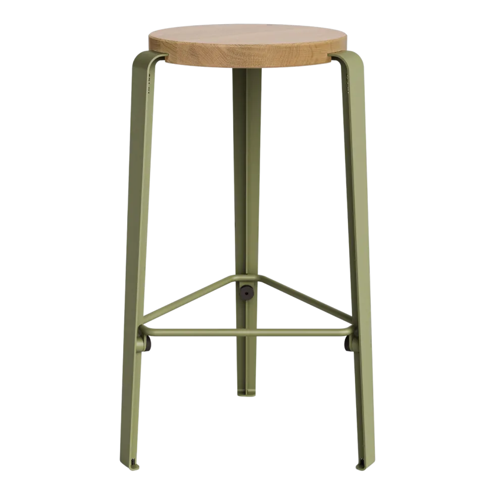 Tabouret de bar en chêne kaki 66cm MI LOU- TIPTOE