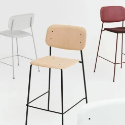 Tabouret de bar en chêne noir et acier High Soft Edge 95 - HAY