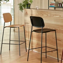 Tabouret de bar en chêne noir et acier High Soft Edge 95 - HAY