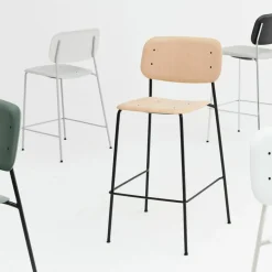 Tabouret de bar en chêne noir et acier High Soft Edge 95 - HAY