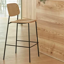Tabouret de bar en chêne noir et acier High Soft Edge 95 - HAY