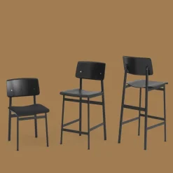 Tabouret de bar en chêne noir et noir 75 cm Loft - Muuto