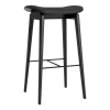 Tabouret de bar en chêne noir et rembourrage en cuir anthracite 65 cm NY11 - NORR11