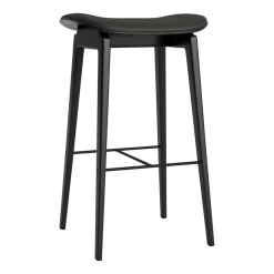 Tabouret de bar en chêne noir et rembourrage en cuir anthracite 75 cm NY11 - NORR11