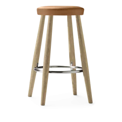 Tabouret de bar en chêne savonné et assise en cuir loke 7050 35x68cm CH58 - Carl Hansen & Søn