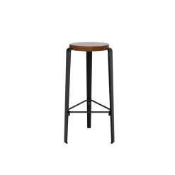 Tabouret de bar en chêne teinté et acier noir graphite 76cm MI LOU - TIPTOE