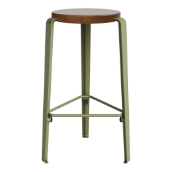Tabouret de bar en chêne teinté foncé kaki 66cm MI LOU- TIPTOE