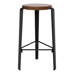 Tabouret de bar en chêne teinté foncé noir graphite 66cm MI LOU- TIPTOE