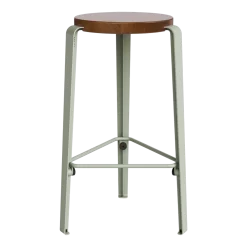 Tabouret de bar en chêne tenté foncé gris eucalyptus 66cm MI LOU- TIPTOE