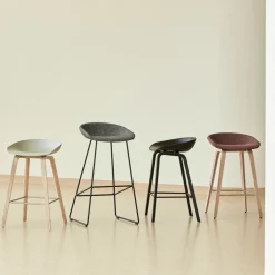 Tabouret de bar en métal vert et piétement blanc 74 cm AAS 38 - Hay