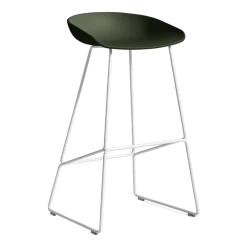Tabouret de bar en métal vert et piétement blanc 74 cm AAS 38 - Hay