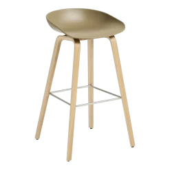 Tabouret de bar en plastique recyclé argile et pieds en chêne 75 cm AAS 32 2.0 - HAY