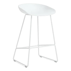 Tabouret de bar en plastique recyclé blanc et pieds en acier blanc 65 cm AAS 38 2.0 - HAY