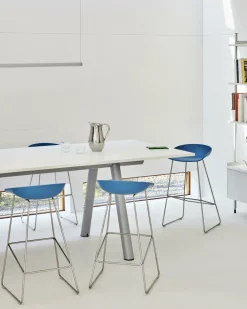 Tabouret de bar en plastique recyclé bleu azure et pieds en acier 75 cm AAS 38 2.0 - HAY