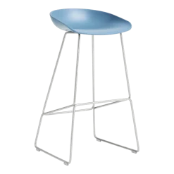 Tabouret de bar en plastique recyclé bleu azure et pieds en acier 75 cm AAS 38 2.0 - HAY