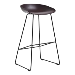 Tabouret de bar en plastique recyclé raisin et pieds en acier noir 75 cm AAS 38 2.0 - HAY