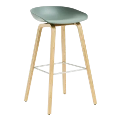 Tabouret de bar en plastique recyclé vert automne et pieds en chêne 75 cm AAS 32 2.0 - HAY