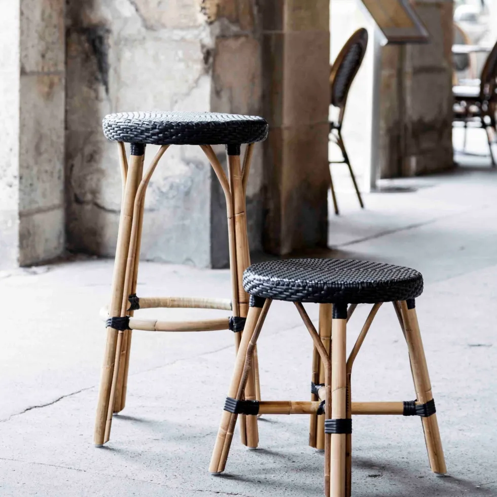 Tabouret de bar en rotin noir 78 cm Simone - Sika Design
