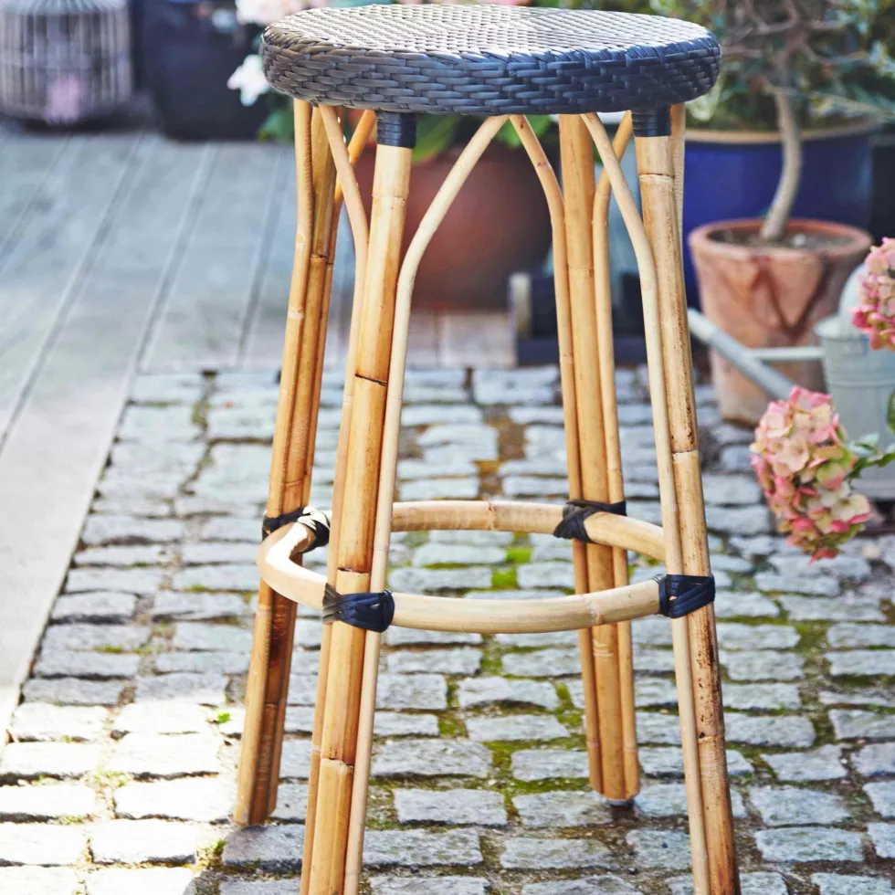Tabouret de bar en rotin noir 78 cm Simone - Sika Design