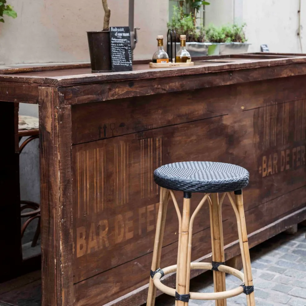 Tabouret de bar en rotin noir 78 cm Simone - Sika Design