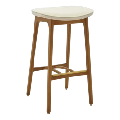 Tabouret de bar en tissu bouclé crème et frêne foncé 75 cm Série 200-190 - 366 Concept