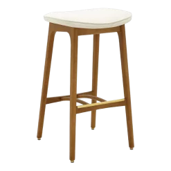 Tabouret de bar en tissu marbre blanc et frêne foncé 75 cm Série 200-190 - 366 Concept