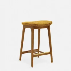 Tabouret de bar en tissu marbre blanc et frêne foncé 65 cm Série 200-190 - 366 Concept