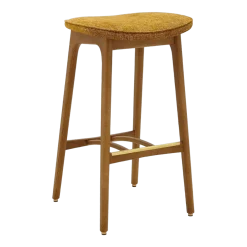 Tabouret de bar en tissu marbre moutarde et frêne foncé 75 cm Série 200-190 - 366 Concept