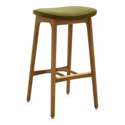Tabouret de bar en velours brillant moutarde et frêne foncé 75 cm Série 200-190 - 366 Concept